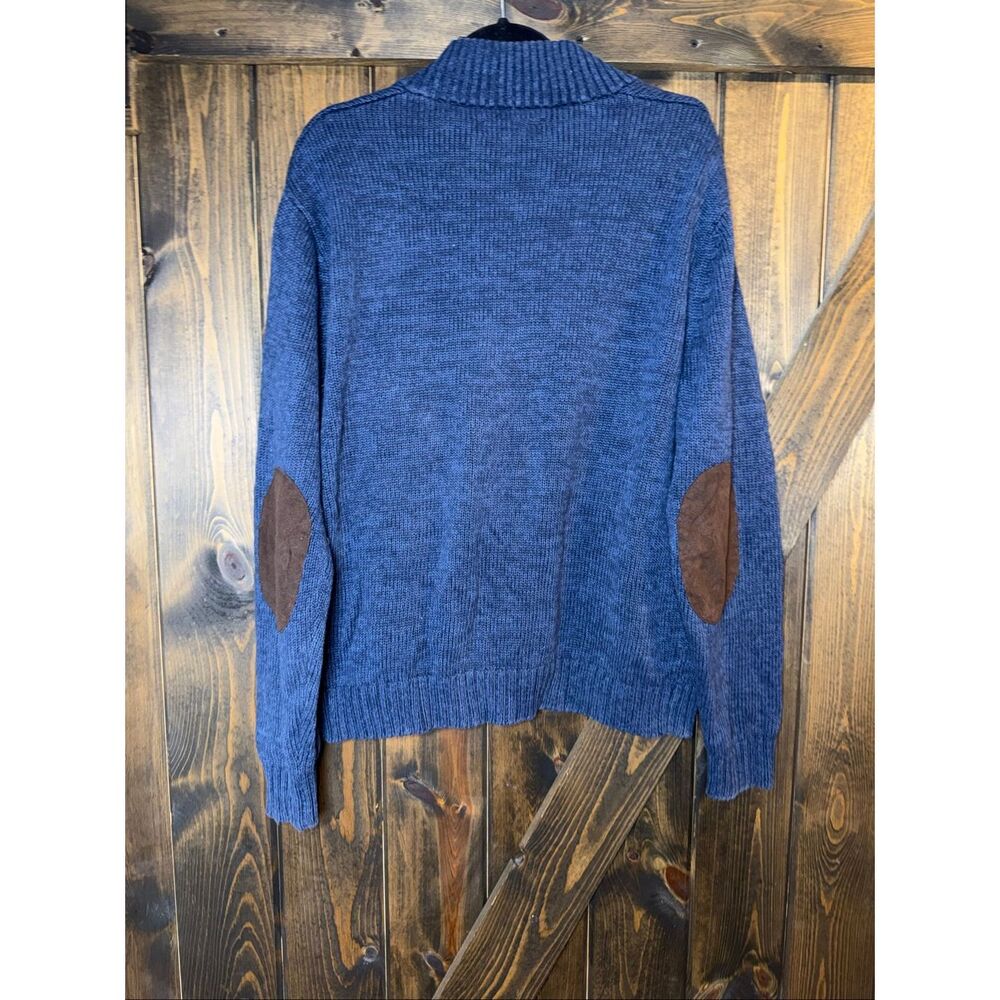 Chaps Elbow Patch Pullover 1/4 Button Knit Sweater - image 2